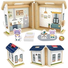 Wooden Pretend Play Take Along Dollhouse Playset